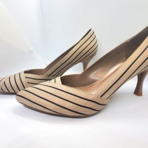 Tan black striped heels